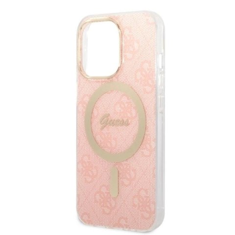 Etui Guess 4G Print MagSafe na iPhone 13 Pro + ładowarka indukcyjna - różowe Etui Guess 4G Print MagSafe na iPhone 13 Pro + ładowarka indukcyjna - różowe