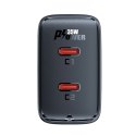 Szybka ładowarka sieciowa GaN 35W PD 2x USB C Acefast A49 - czarna Szybka ładowarka sieciowa GaN 35W PD 2x USB C Acefast A49 - czarna
