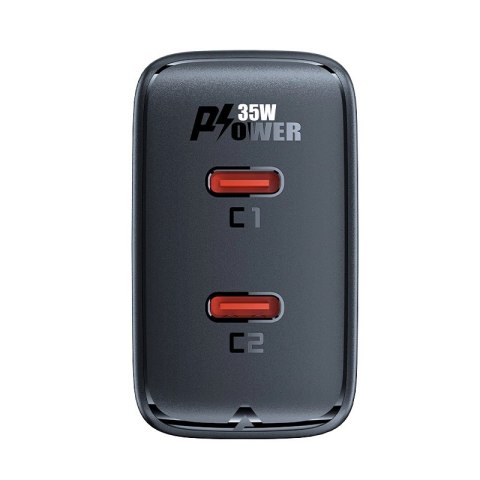 Szybka ładowarka sieciowa GaN 35W PD 2x USB C Acefast A49 - czarna Szybka ładowarka sieciowa GaN 35W PD 2x USB C Acefast A49 - czarna