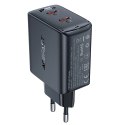 Szybka ładowarka sieciowa GaN 35W PD 2x USB C Acefast A49 - czarna Szybka ładowarka sieciowa GaN 35W PD 2x USB C Acefast A49 - czarna