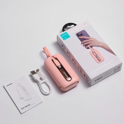 Joyroom mini powerbank 10000mAh Colorful Series 22.5W z 2 wbudowanymi kablami USB C i Lightning różowy (JR-L012) Joyroom mini powerbank 10000mAh Colorful Series 22.5W z 2 wbudowanymi kablami USB C i Lightning różowy (JR-L012)