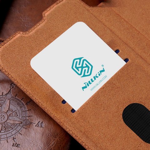 Nillkin Qin Leather Pro Case etui Samsung Galaxy S23+ pokrowiec z klapką osłona na aparat brązowe Nillkin Qin Leather Pro Case etui Samsung Galaxy S23+ pokrowiec z klapką osłona na aparat brązowe