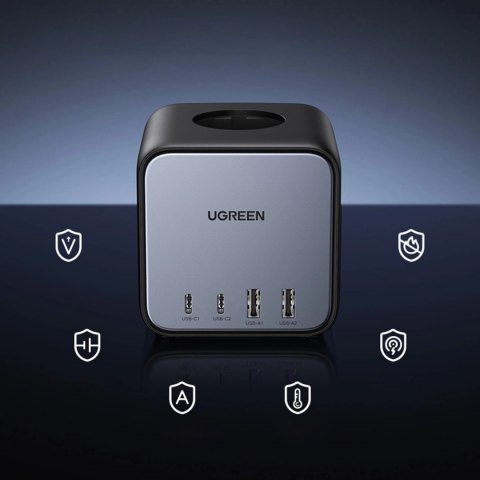 Ugreen kostka listwa zasilająca 65W USB / USB C + 3x gniazdo AC czarna (CD268) Ugreen kostka listwa zasilająca 65W USB / USB C + 3x gniazdo AC czarna (CD268)