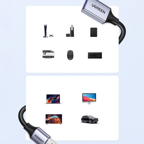 Ugreen przedłużacz adapter kabel przewód USB (męski) - USB (żeński) 3.0 5Gb/s 2m szary (US115) Ugreen przedłużacz adapter kabel przewód USB (męski) - USB (żeński) 3.0 5Gb/s 2m szary (US115)
