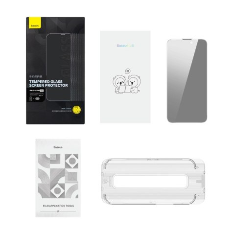 Baseus Privacy szkło hartowane do iPhone 14 Pro na cały ekran 0.3mm prywatyzujące filtr Anti Spy + ramka montażowa Baseus Privacy szkło hartowane do iPhone 14 Pro na cały ekran 0.3mm prywatyzujące filtr Anti Spy + ramka montażowa