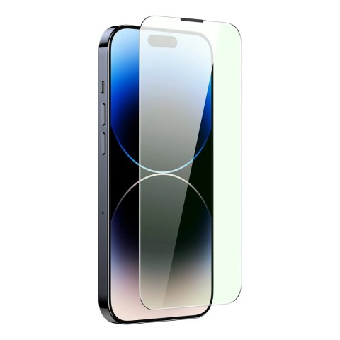 Baseus szkło hartowane do iPhone 14 Pro Max na cały ekran z filtrem Anti Blue Light i osłoną na głośnik 0.3mm + ramka montażowa Baseus szkło hartowane do iPhone 14 Pro Max na cały ekran z filtrem Anti Blue Light i osłoną na głośnik 0.3mm + ramka montażowa