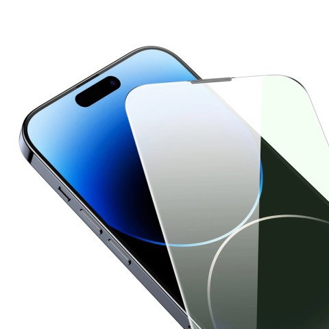 Baseus szkło hartowane do iPhone 14 Pro Max na cały ekran z filtrem Anti Blue Light i osłoną na głośnik 0.3mm + ramka montażowa Baseus szkło hartowane do iPhone 14 Pro Max na cały ekran z filtrem Anti Blue Light i osłoną na głośnik 0.3mm + ramka montażowa