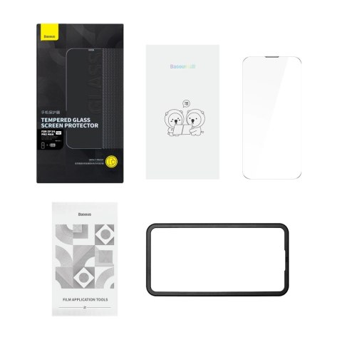 Baseus szkło hartowane do iPhone 14 Pro Max na cały ekran z osłoną na głośnik 0.3mm + ramka montażowa Baseus szkło hartowane do iPhone 14 Pro Max na cały ekran z osłoną na głośnik 0.3mm + ramka montażowa