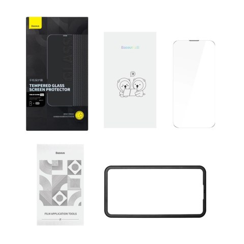 Baseus szkło hartowane do iPhone 14 Pro na cały ekran z osłoną na głośnik 0.3mm + ramka montażowa Baseus szkło hartowane do iPhone 14 Pro na cały ekran z osłoną na głośnik 0.3mm + ramka montażowa
