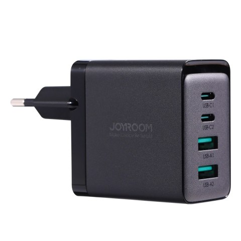 Joyroom ładowarka GaN 67W 4 porty (2x USB, 2x USB C) czarna (TCG02) + kabel USB C - USB C 100W 1.2m Joyroom ładowarka GaN 67W 4 porty (2x USB, 2x USB C) czarna (TCG02) + kabel USB C - USB C 100W 1.2m