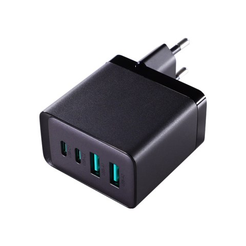 Joyroom ładowarka GaN 67W 4 porty (2x USB, 2x USB C) czarna (TCG02) + kabel USB C - USB C 100W 1.2m Joyroom ładowarka GaN 67W 4 porty (2x USB, 2x USB C) czarna (TCG02) + kabel USB C - USB C 100W 1.2m