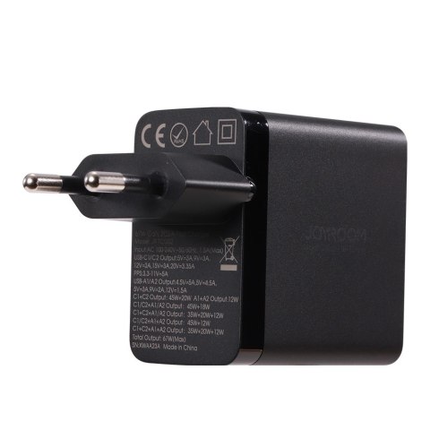 Joyroom ładowarka GaN 67W 4 porty (2x USB, 2x USB C) czarna (TCG02) + kabel USB C - USB C 100W 1.2m Joyroom ładowarka GaN 67W 4 porty (2x USB, 2x USB C) czarna (TCG02) + kabel USB C - USB C 100W 1.2m