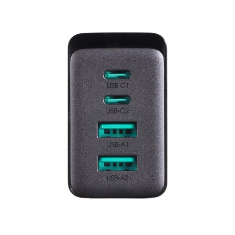 Joyroom ładowarka GaN 67W 4 porty (2x USB, 2x USB C) czarna (TCG02) + kabel USB C - USB C 100W 1.2m Joyroom ładowarka GaN 67W 4 porty (2x USB, 2x USB C) czarna (TCG02) + kabel USB C - USB C 100W 1.2m