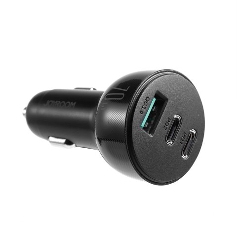 Joyroom ładowarka samochodowa 70W z 3 portami: USB, 2 x USB C czarna (JR-CL26) Joyroom ładowarka samochodowa 70W z 3 portami: USB, 2 x USB C czarna (JR-CL26)