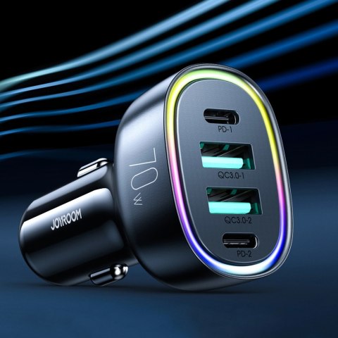 Joyroom ładowarka samochodowa 70W z 4 portami: 2 x USB C, 2 x USB czarna (JR-CL29) Joyroom ładowarka samochodowa 70W z 4 portami: 2 x USB C, 2 x USB czarna (JR-CL29)