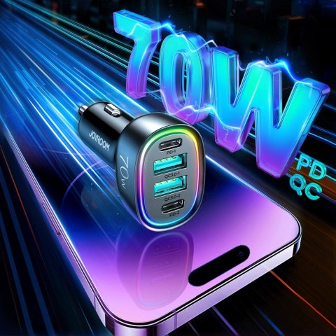 Joyroom ładowarka samochodowa 70W z 4 portami: 2 x USB C, 2 x USB czarna (JR-CL29) Joyroom ładowarka samochodowa 70W z 4 portami: 2 x USB C, 2 x USB czarna (JR-CL29)