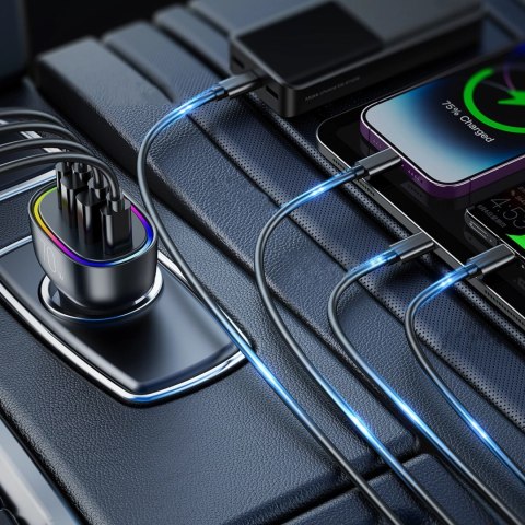 Joyroom ładowarka samochodowa 70W z 4 portami: 2 x USB C, 2 x USB czarna (JR-CL29) Joyroom ładowarka samochodowa 70W z 4 portami: 2 x USB C, 2 x USB czarna (JR-CL29)