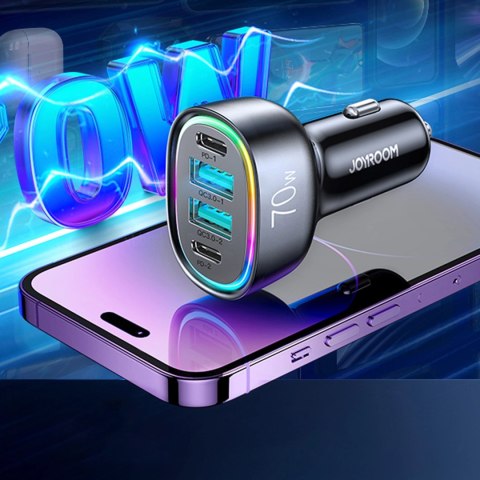 Joyroom ładowarka samochodowa 70W z 4 portami: 2 x USB C, 2 x USB czarna (JR-CL29) Joyroom ładowarka samochodowa 70W z 4 portami: 2 x USB C, 2 x USB czarna (JR-CL29)