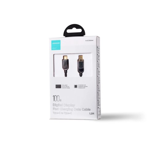 Kabel Joyroom A4 USB-C / USB-C 100W 1.2m z wyświetlaczem - czarny Kabel Joyroom A4 USB-C / USB-C 100W 1.2m z wyświetlaczem - czarny