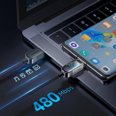Kabel Joyroom A4 USB-C / USB-C 100W 1.2m z wyświetlaczem - czarny Kabel Joyroom A4 USB-C / USB-C 100W 1.2m z wyświetlaczem - czarny