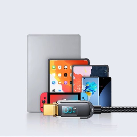 Kabel Joyroom A4 USB-C / USB-C 100W 1.2m z wyświetlaczem - czarny Kabel Joyroom A4 USB-C / USB-C 100W 1.2m z wyświetlaczem - czarny