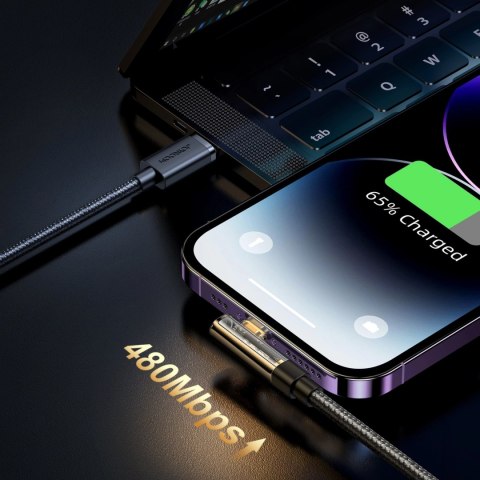 Kabel Joyroom Gaming Cable S-CL020A6 Lightning (kątowy) / USB-C (prosty) 20W 1.2 m - czarny Kabel Joyroom Gaming Cable S-CL020A6 Lightning (kątowy) / USB-C (prosty) 20W 1.2 m - czarny