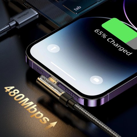 Kabel Joyroom Gaming Cable S-UL012A6 Lightning (kątowy) / USB-A (prosty) 2.4A 1.2 m - czarny Kabel Joyroom Gaming Cable S-UL012A6 Lightning (kątowy) / USB-A (prosty) 2.4A 1.2 m - czarny