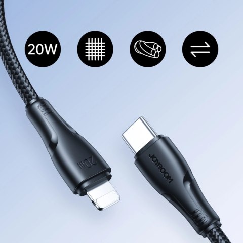 Kabel Joyroom Surpass Series A11 Lightning / USB-C 20W 0.25 m - czarny Kabel Joyroom Surpass Series A11 Lightning / USB-C 20W 0.25 m - czarny