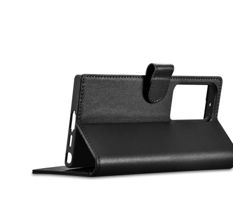 ICarer Wallet Case etui do Samsung Galaxy S23 Ultra skórzany pokrowiec portfel czarne ICarer Wallet Case etui do Samsung Galaxy S23 Ultra skórzany pokrowiec portfel czarne