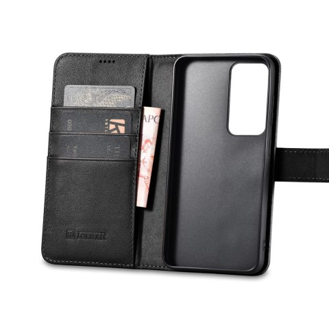 ICarer Wallet Case etui do Samsung Galaxy S23 skórzany pokrowiec portfel czarne ICarer Wallet Case etui do Samsung Galaxy S23 skórzany pokrowiec portfel czarne