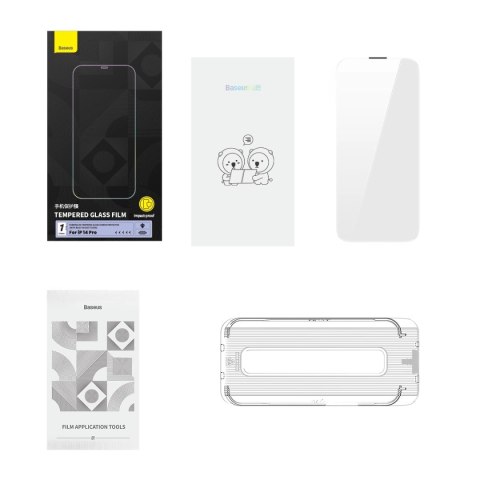 Baseus szkło hartowane do iPhone 14 Pro na cały ekran z osłoną na głośnik 0.4mm + zestaw montażowy Baseus szkło hartowane do iPhone 14 Pro na cały ekran z osłoną na głośnik 0.4mm + zestaw montażowy