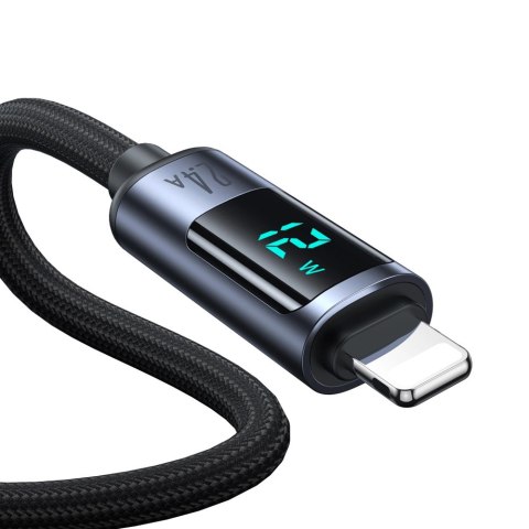Kabel Joyroom Prism Series A16 Lightning / USB-A 2.4A 1.2m z wyświetlaczem LED - czarny Kabel Joyroom Prism Series A16 Lightning / USB-A 2.4A 1.2m z wyświetlaczem LED - czarny