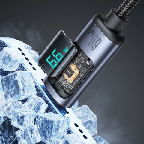Kabel Joyroom Prism Series A16 USB-C / USB-A 66W 1.2m z wyświetlaczem LED - czarny Kabel Joyroom Prism Series A16 USB-C / USB-A 66W 1.2m z wyświetlaczem LED - czarny