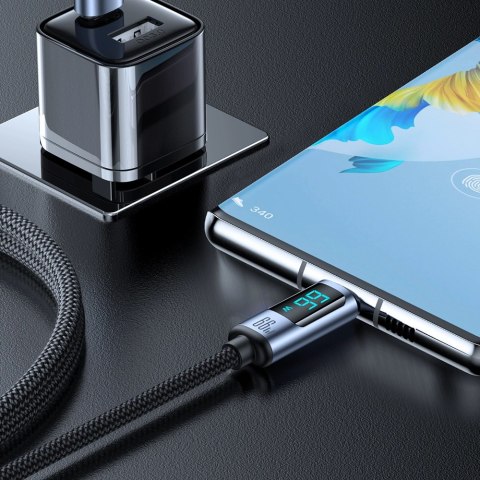 Kabel Joyroom Prism Series A16 USB-C / USB-A 66W 1.2m z wyświetlaczem LED - czarny Kabel Joyroom Prism Series A16 USB-C / USB-A 66W 1.2m z wyświetlaczem LED - czarny