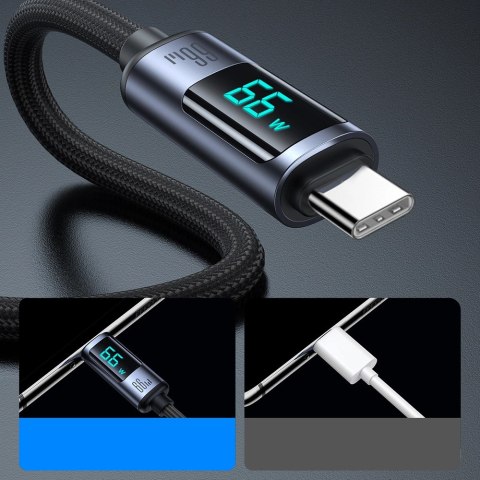Kabel Joyroom Prism Series A16 USB-C / USB-A 66W 1.2m z wyświetlaczem LED - czarny Kabel Joyroom Prism Series A16 USB-C / USB-A 66W 1.2m z wyświetlaczem LED - czarny