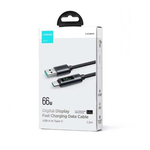 Kabel Joyroom Prism Series A16 USB-C / USB-A 66W 1.2m z wyświetlaczem LED - czarny Kabel Joyroom Prism Series A16 USB-C / USB-A 66W 1.2m z wyświetlaczem LED - czarny