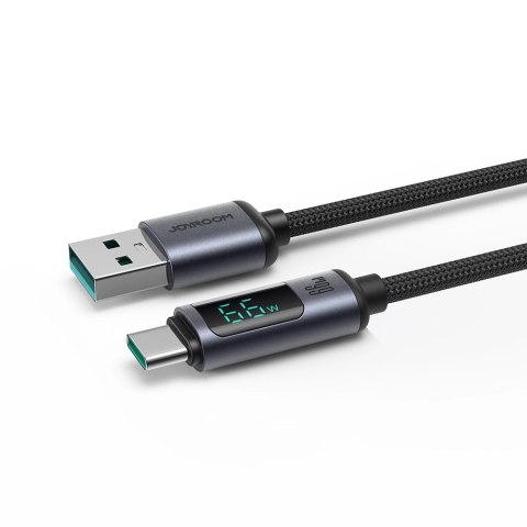 Kabel Joyroom Prism Series A16 USB-C / USB-A 66W 1.2m z wyświetlaczem LED - czarny Kabel Joyroom Prism Series A16 USB-C / USB-A 66W 1.2m z wyświetlaczem LED - czarny