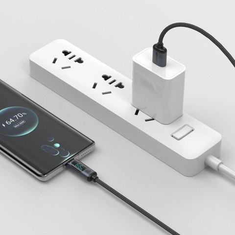 Kabel Joyroom Prism Series A16 USB-C / USB-A 66W 1.2m z wyświetlaczem LED - czarny Kabel Joyroom Prism Series A16 USB-C / USB-A 66W 1.2m z wyświetlaczem LED - czarny
