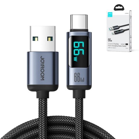Kabel Joyroom Prism Series A16 USB-C / USB-A 66W 1.2m z wyświetlaczem LED - czarny Kabel Joyroom Prism Series A16 USB-C / USB-A 66W 1.2m z wyświetlaczem LED - czarny
