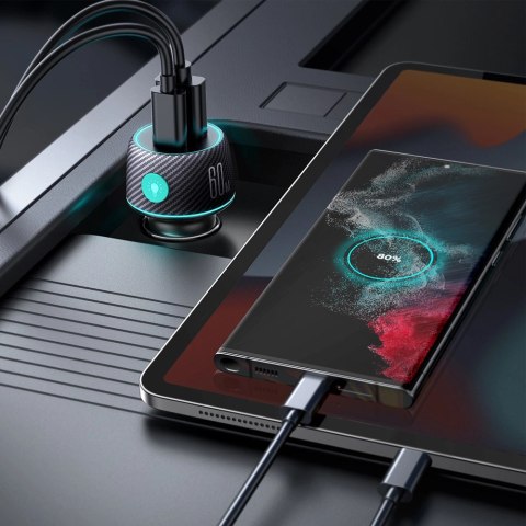 Ładowarka samochodowa 60W USB-C USB-A Joyroom JR-CCN01 - czarna Ładowarka samochodowa 60W USB-C USB-A Joyroom JR-CCN01 - czarna