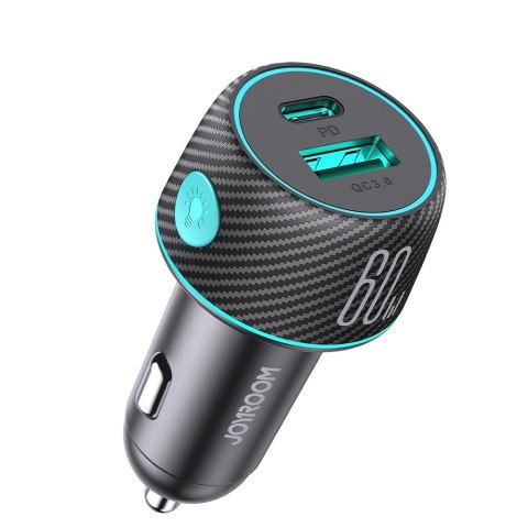 Ładowarka samochodowa 60W USB-C USB-A Joyroom JR-CCN01 - czarna Ładowarka samochodowa 60W USB-C USB-A Joyroom JR-CCN01 - czarna