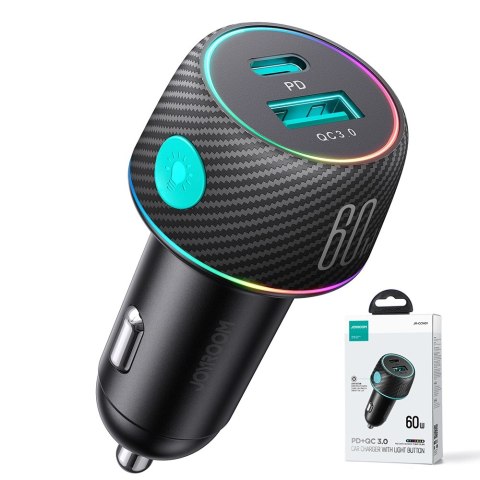 Ładowarka samochodowa 60W USB-C USB-A Joyroom JR-CCN01 - czarna Ładowarka samochodowa 60W USB-C USB-A Joyroom JR-CCN01 - czarna