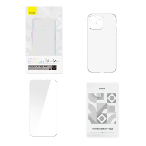 Baseus Crystal Case etui do iPhone 14 Pro Max cienki pokrowiec + szkło przezroczyste Baseus Crystal Case etui do iPhone 14 Pro Max cienki pokrowiec + szkło przezroczyste