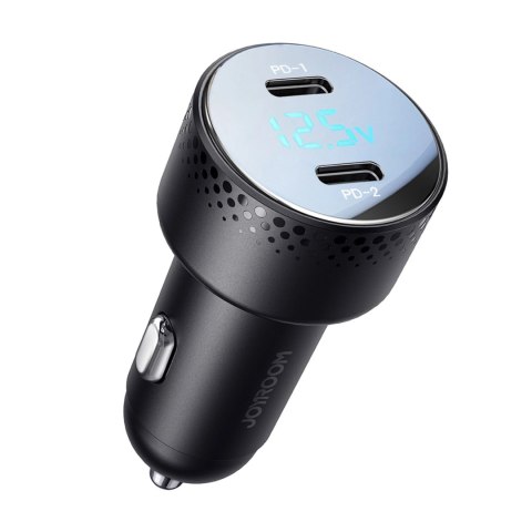 Ładowarka samochodowa 2x USB C 70W z wyświetlaczem LED Joyroom JR-CCD02 - czarna Ładowarka samochodowa 2x USB C 70W z wyświetlaczem LED Joyroom JR-CCD02 - czarna