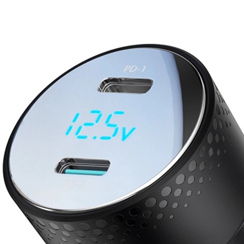 Ładowarka samochodowa 2x USB C 70W z wyświetlaczem LED Joyroom JR-CCD02 - czarna Ładowarka samochodowa 2x USB C 70W z wyświetlaczem LED Joyroom JR-CCD02 - czarna