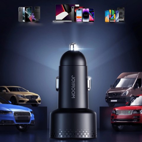 Ładowarka samochodowa 2x USB C 70W z wyświetlaczem LED Joyroom JR-CCD02 - czarna Ładowarka samochodowa 2x USB C 70W z wyświetlaczem LED Joyroom JR-CCD02 - czarna