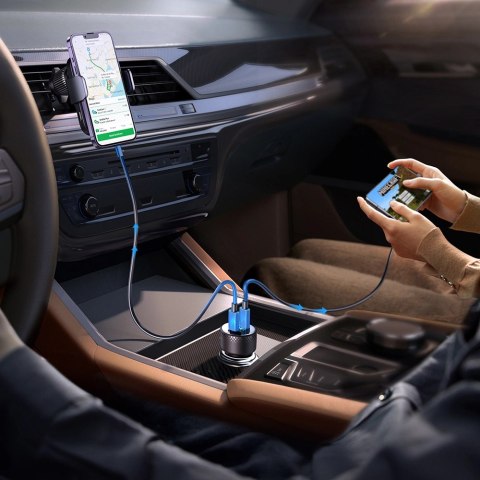 Ładowarka samochodowa 2x USB C 70W z wyświetlaczem LED Joyroom JR-CCD02 - czarna Ładowarka samochodowa 2x USB C 70W z wyświetlaczem LED Joyroom JR-CCD02 - czarna