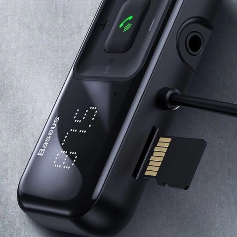 Transmiter FM bezprzewodowy Bluetooth z ładowarką Baseus S-16 (Overseas edition) - czarny Transmiter FM bezprzewodowy Bluetooth z ładowarką Baseus S-16 (Overseas edition) - czarny