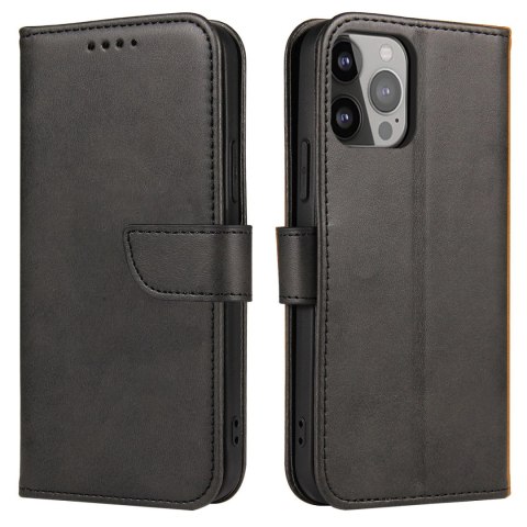 Etui portfel z klapką podstawką do iPhone 15 Pro Max Magnet Case - czarne Etui portfel z klapką podstawką do iPhone 15 Pro Max Magnet Case - czarne