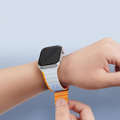 Magnetyczny pasek Apple Watch SE, 9, 8, 7, 6, 5, 4, 3, 2, 1 (41, 40, 38 mm) Dux Ducis Strap (LD Version) - szaro-pomarańczowy Magnetyczny pasek Apple Watch SE, 9, 8, 7, 6, 5, 4, 3, 2, 1 (41, 40, 38 mm) Dux Ducis Strap (LD Version) - szaro-pomarańczowy